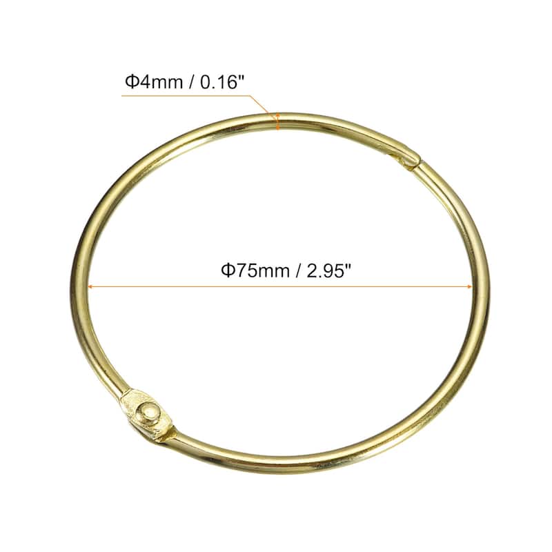 Shower Curtain Rings, 6pcs - Loose Leaf Binder Rings - Gold - 3 Inch