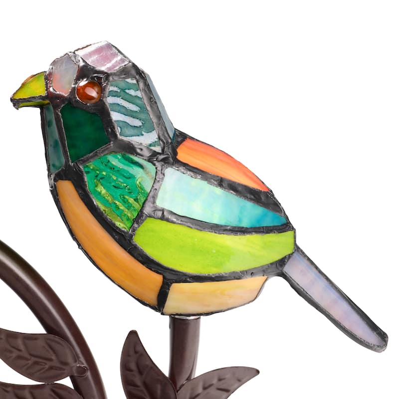 Sora River of Goods Bronze Polyresin and Stained Glass Novelty Bird Shade 15-Inch Table Lamp - 11.5" x 6.5" x15"