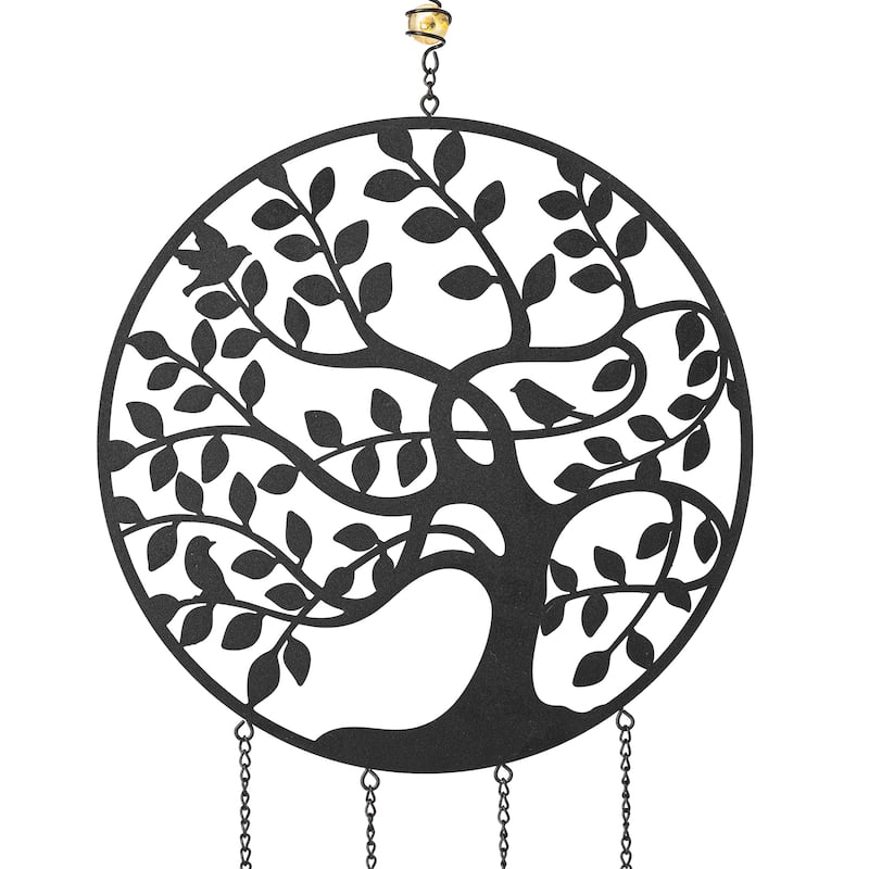 Glitzhome 32"H Metal Tree of Life Windchime with Bells - 32''H