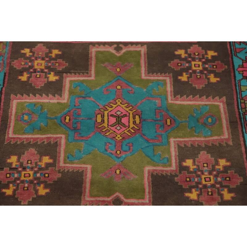 Hand Knotted Oriental 100% Wool Carpet Traditional Tribal Brown Ardebil Runner Rug - 9' 8'' X 3' 6''