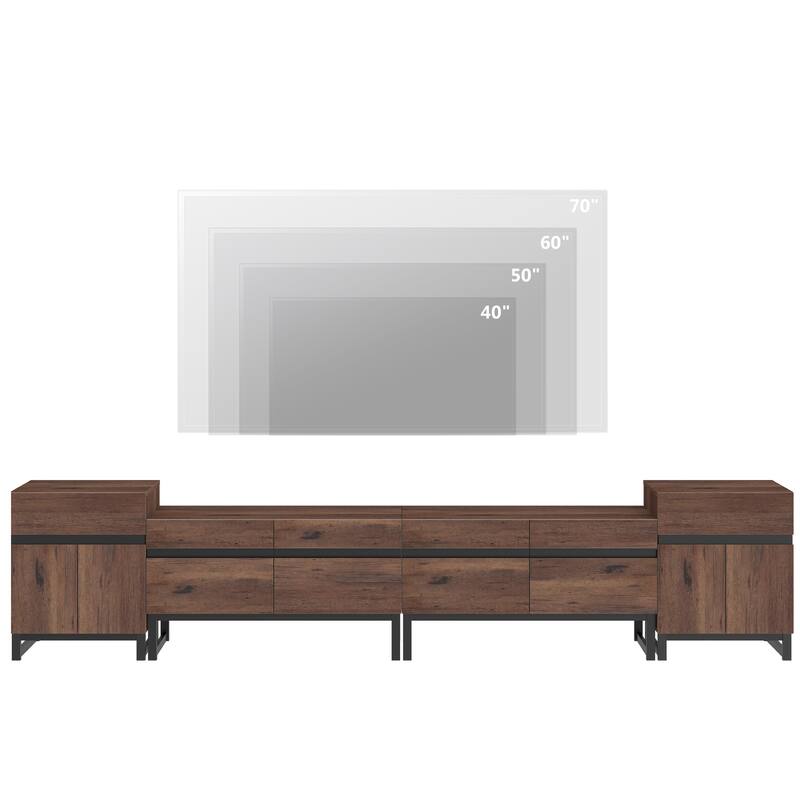 Modern TV Stand for TVs up to 70 Inches, 4-in-1 Entertainment Console with Storage Cabinets and 2 End Table, Media Cabinet
