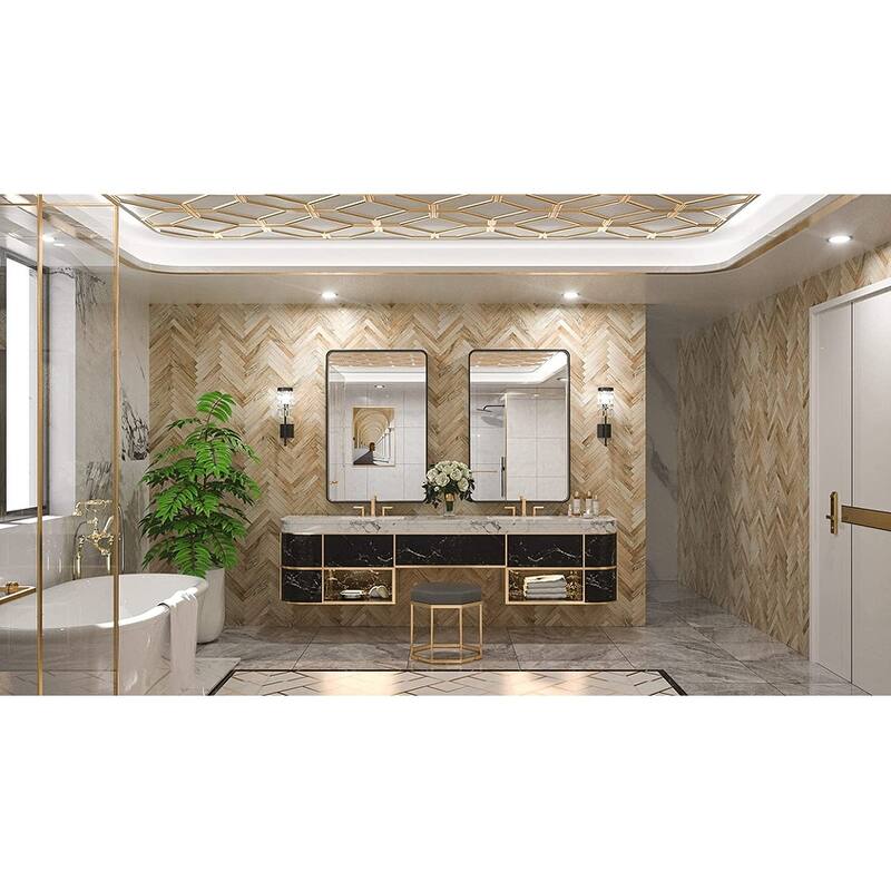 TETOTE Modern Metal Frame Wall Mounted Hanging Bathroom Vanity Mirror