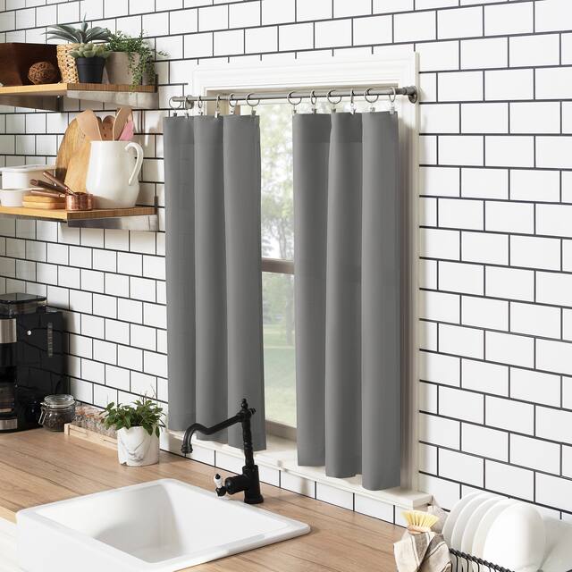 No. 918 Martine Microfiber Semi-Sheer Rod Pocket Kitchen Curtain Valance and Tiers Set