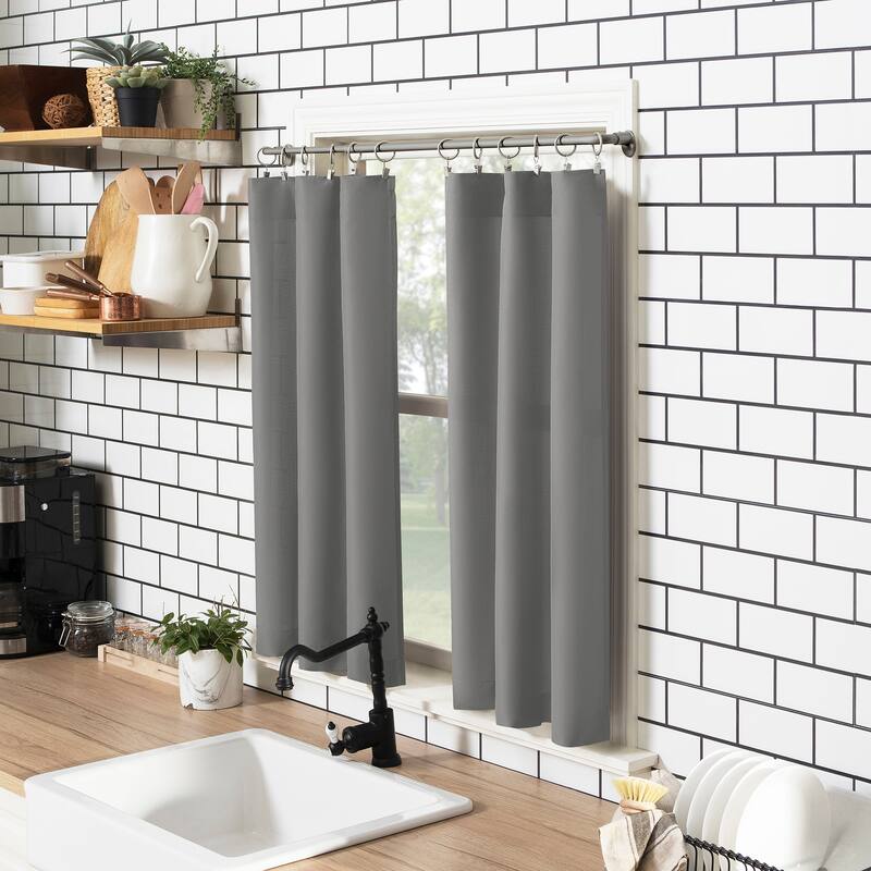 No. 918 Martine Microfiber Semi-Sheer Rod Pocket Kitchen Curtain Valance and Tiers Set