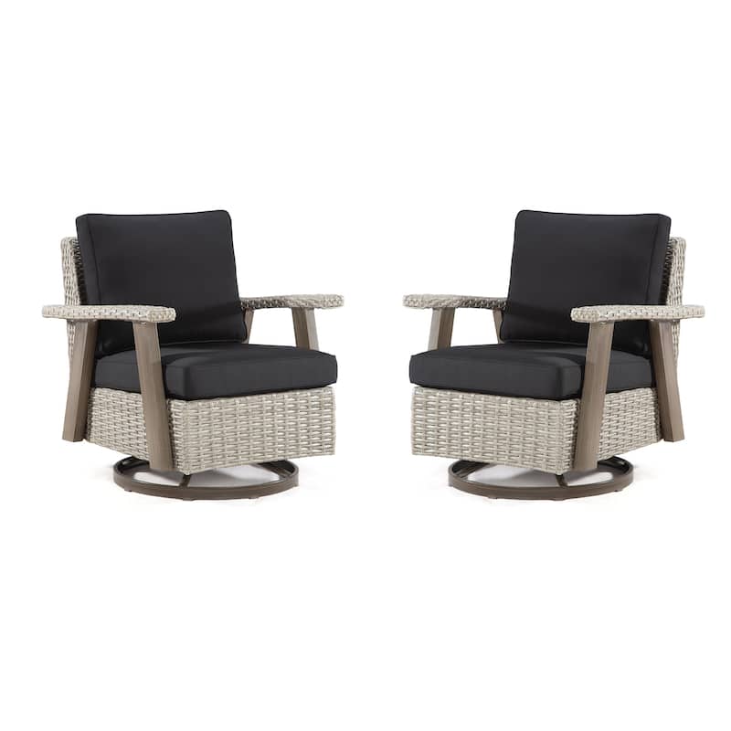 Cozywor Wicker Patio Outdoor Swivel Rocking Chair (Set of 2)