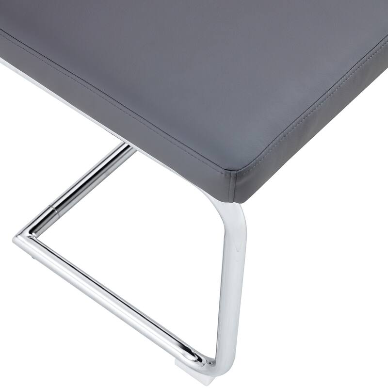 51.5" Decorative Stainless Steel Contemporary Bench in Faux Leather for Entryway Bench