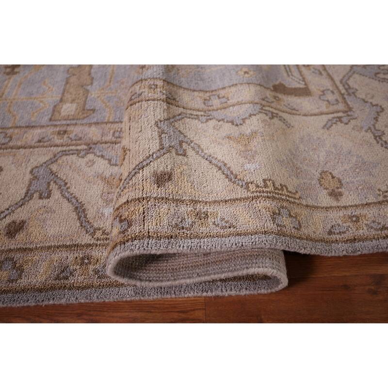 Gray Oushak Indian Area Rug Handmade Transitional Wool Carpet - 8'1"x 9'10"