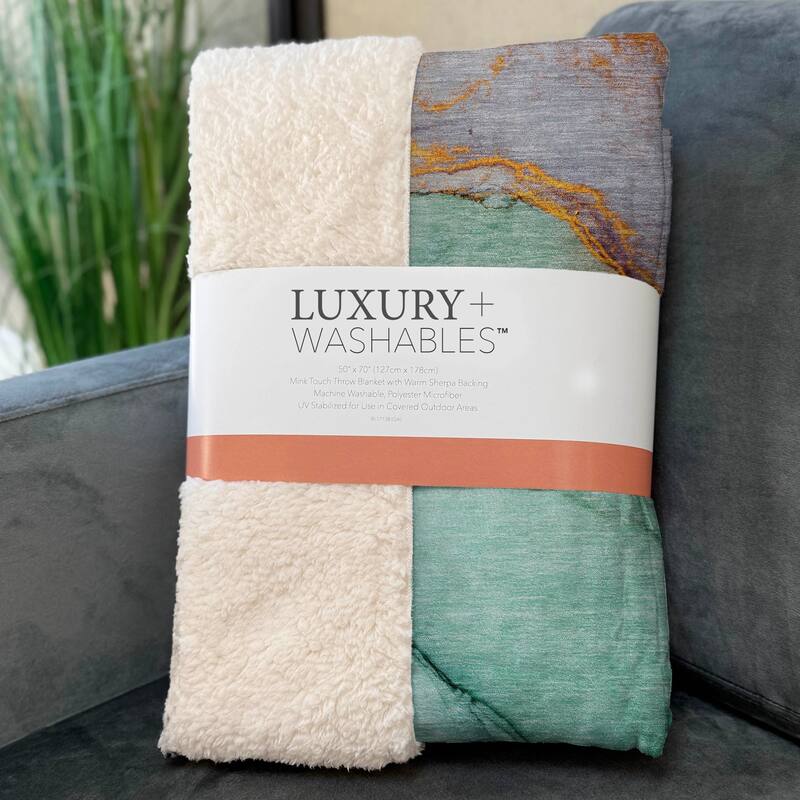 Premium Machine Washable Abstract Contemporary Sherpa Throw Blanket