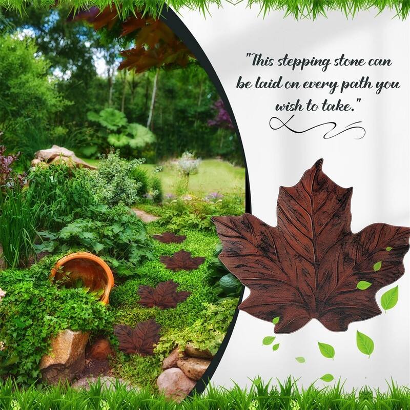 3 Pcs Maple Leaf Stepping Stones, 12in Iron Foot Step Statues for Garden