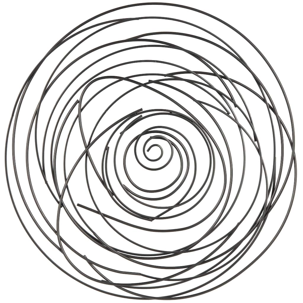 Metal Abstract Round Overlapping Lines Home Wall Decor - Black - Roche River Decor