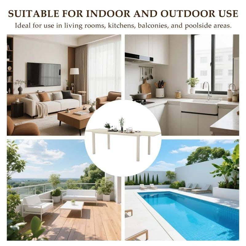 Domioutdoorliving 97.2"L Extendable Aluminum Outdoor Dining Table
