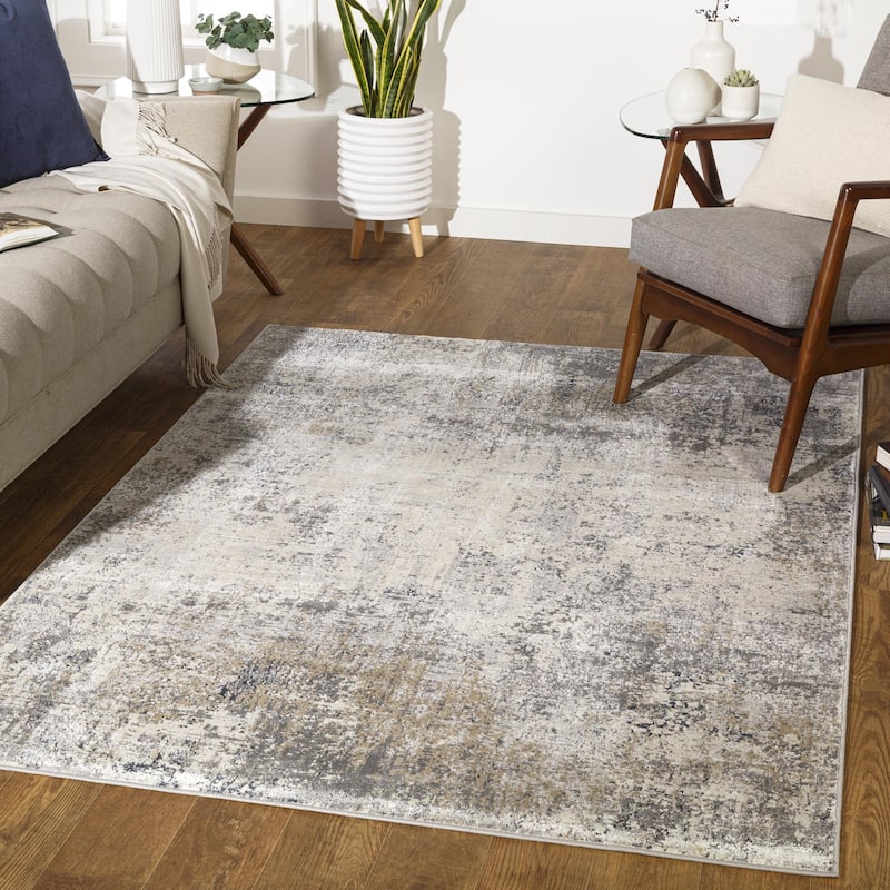 Questine Minimalist Abstract Area Rug - 7'10" x 10' - Grey