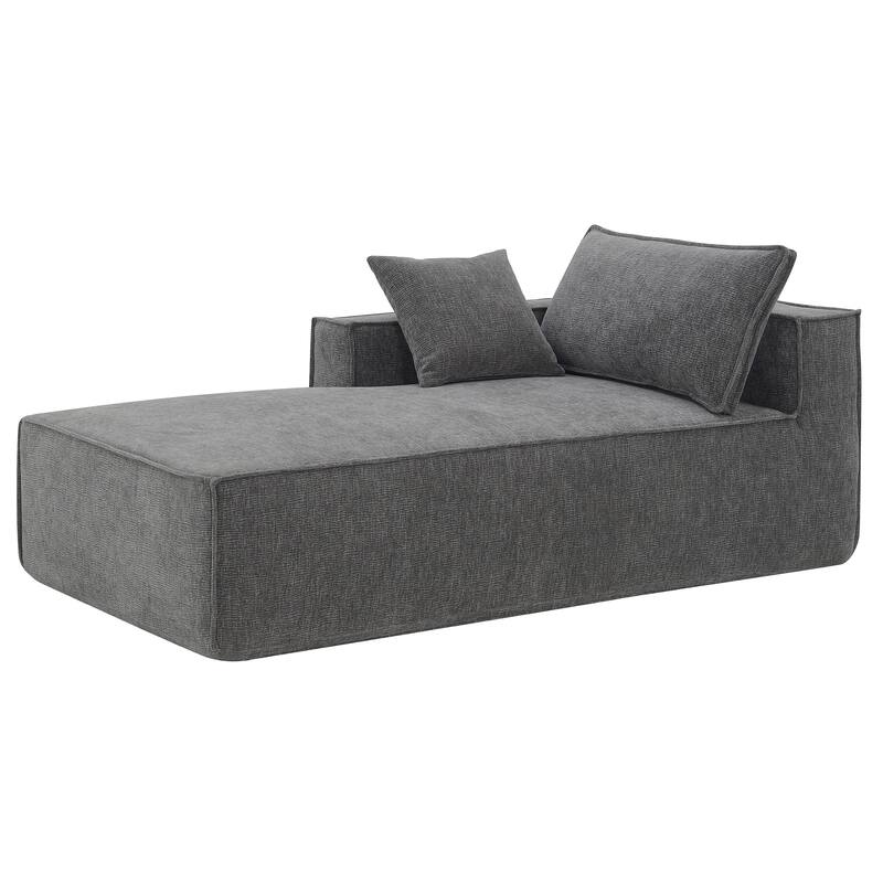 111.5" L-Shaped 4-Seat Modular Sofa with Chaise, 2 Pillows, Wrinkle-Resistant Chenille, and All-Sponge Construction
