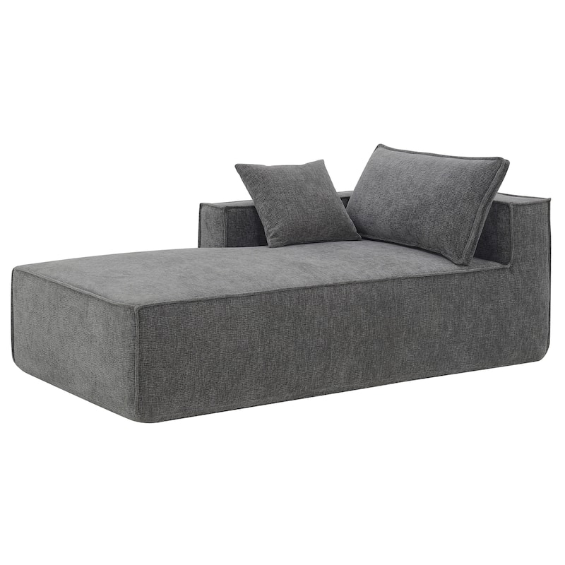111.5" L-Shaped 4-Seater Modular Sofa with Chaise, 2 Pillows, Wrinkle-Resistant Chenille, and All-Sponge Construction