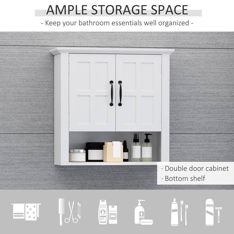 3-Tier Wall Mounted Bathroom Cabinet, Adjustable Shelf Storage for Over the Toilet with 2 Doors,Bathroom Storage Unit