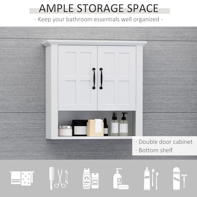 Wall Mount Medicine Cabinet Bathroom Storage Cabinets Over the Toilet Wall Cabinet with 2 Doors Cupboard and Adjustable Shelf
