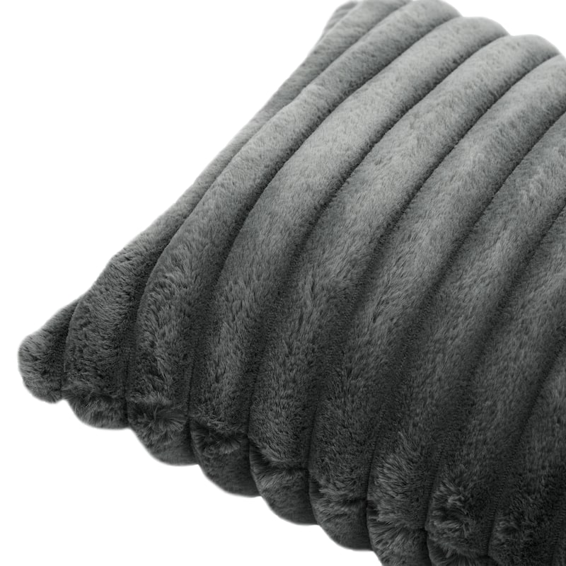 Modern Stripe Faux Fur Square Throw Pillows (Set of 2)