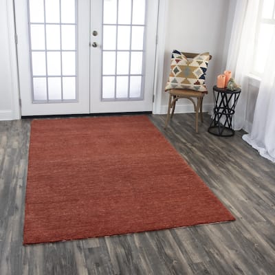Alora Decor Luna Rust Solid Tone-on-tone Hand-tufted Rug
