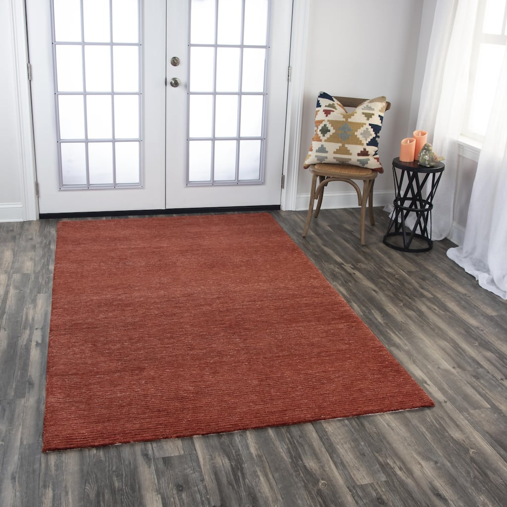 Alora Decor Luna Rust Solid Tone-on-tone Hand-tufted Rug