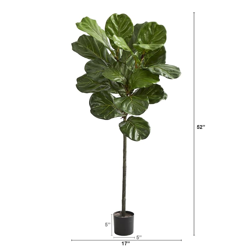 52 Inch Artificial Tree - Indoor Faux Fig Tree with Planter - Home Office Decor - Green - 51-60 Inches