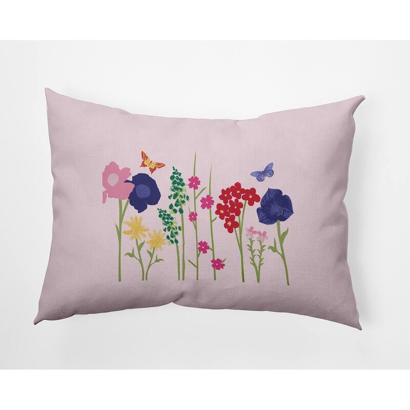 Little Garden Indoor/Outdoor Throw Pillow - Light Pink - 14" x 20"