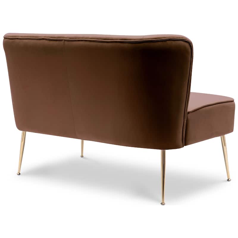 Farrah Upholstered Velvet Polyester 46" Wide Loveseat - Armless/ Scalloped Back