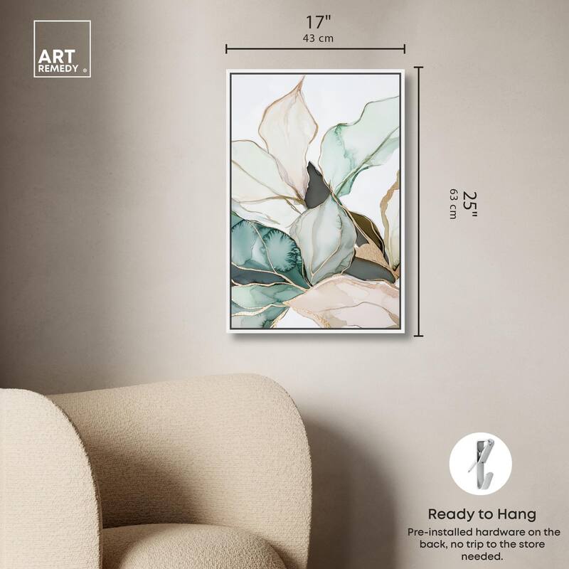 Pastel Leaves with Gold III Canvas by Art Remedy