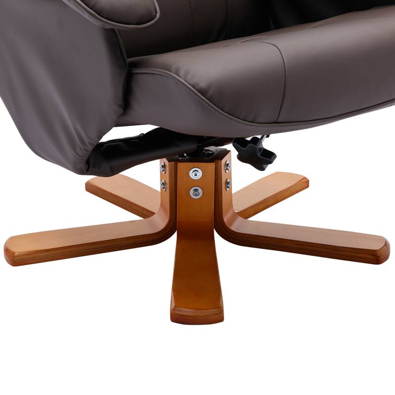 Brown Swivel Recliner Chair with Ottoman