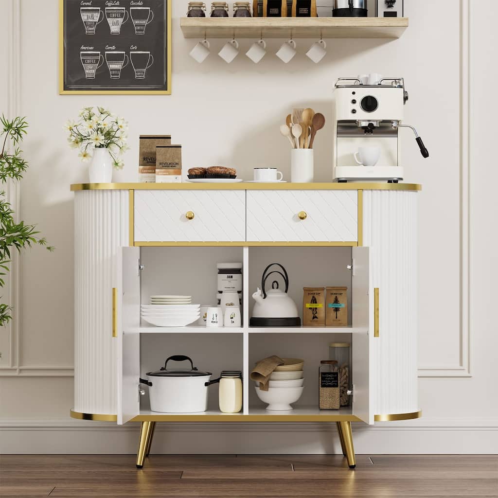 Meyreso 43" Luxury Fluted Sideboard Buffet Cabinet with 2 Drawers