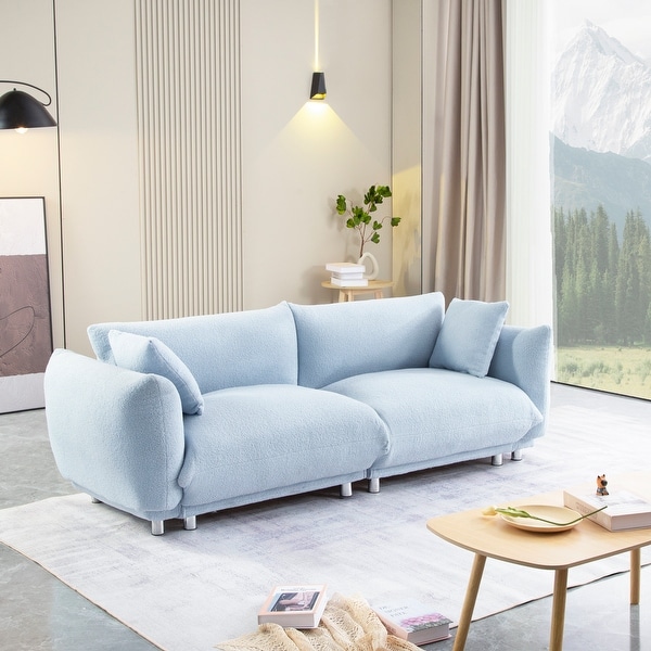 Light Blue Loveseat Sofa Bread-like Recliner Sofa Settee with