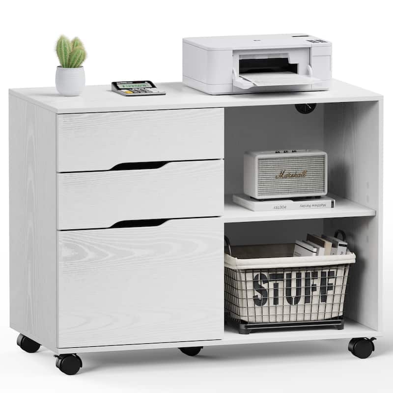 Rossetta Modern Minimalist Design 3-Drawer Mobile Rolling Lateral Multifunction File Cabinet