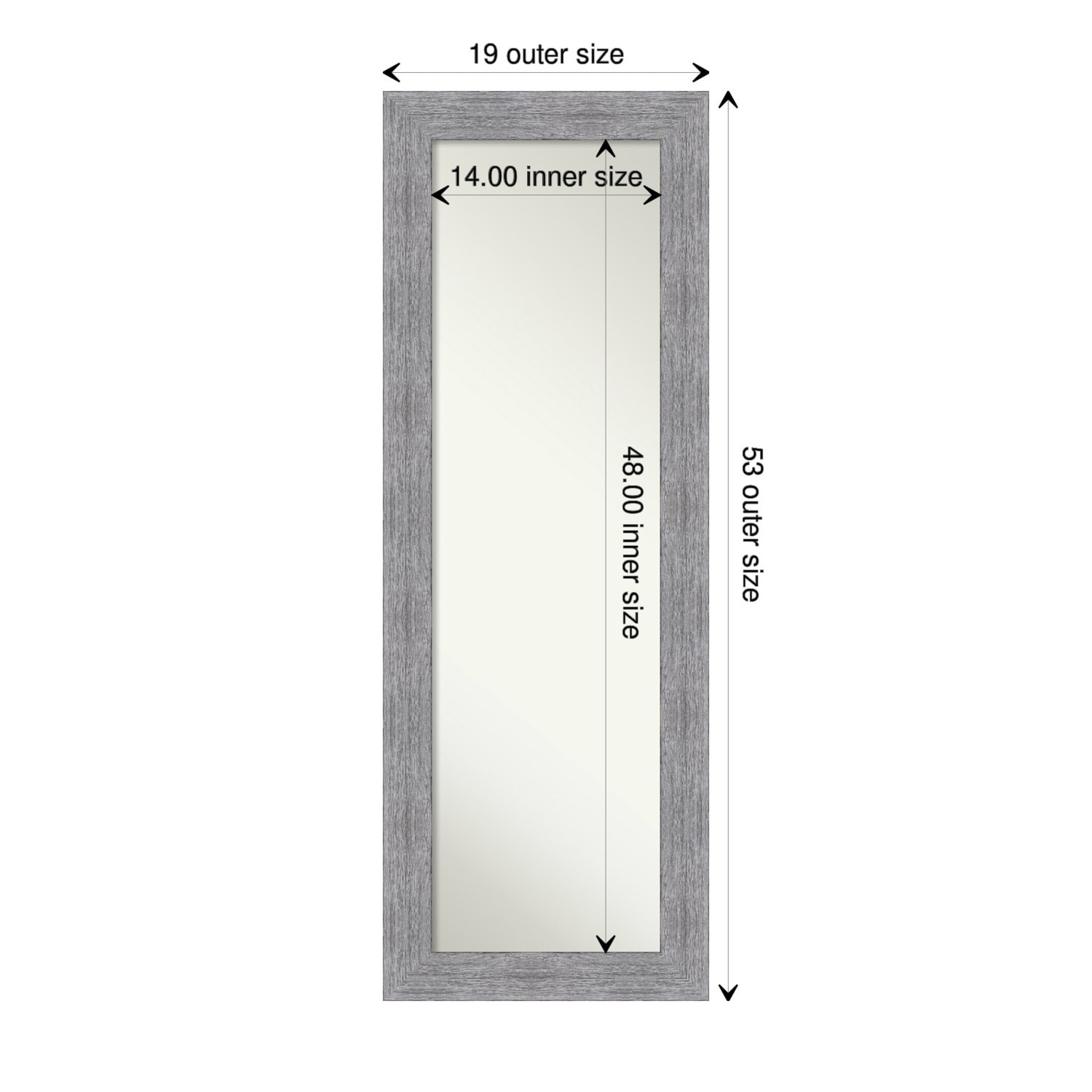 Non-Beveled Full Length On The Door Mirror - Bark Rustic Frame