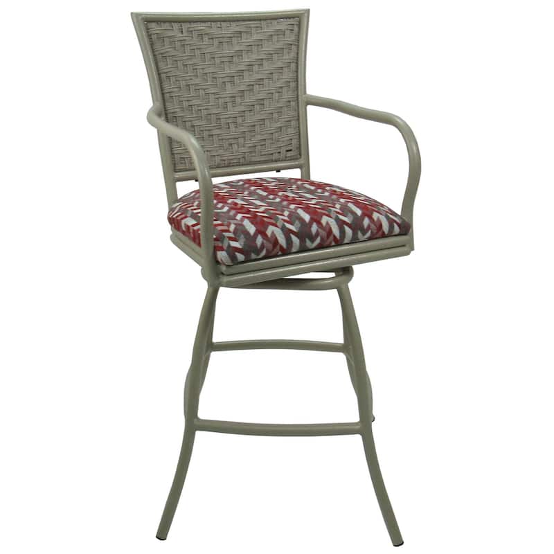 Outdoor Indoor Bar Stool Counter, Bar or Extra Tall - Erin Beige Frame - Simi Desert Rose - Beige - Bar Height