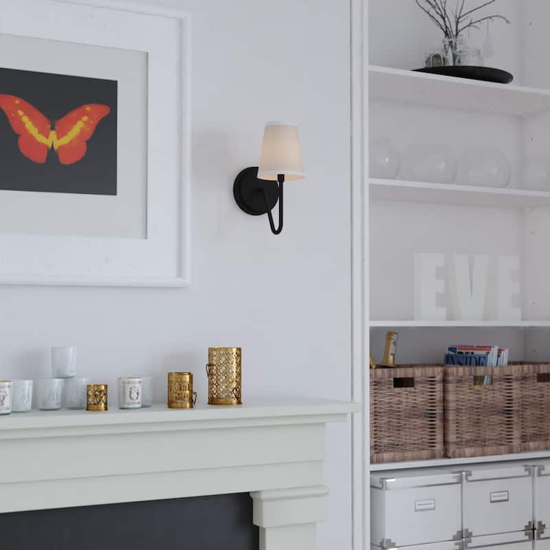 Briar 1 Light Traditional Wall Sconce White Linen Shade