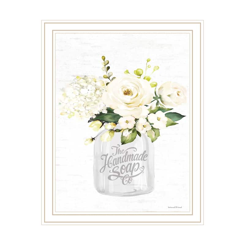 TrendyDecor4U Contemporary "Bathroom Flower Ja" Framed Print Wall Art - White