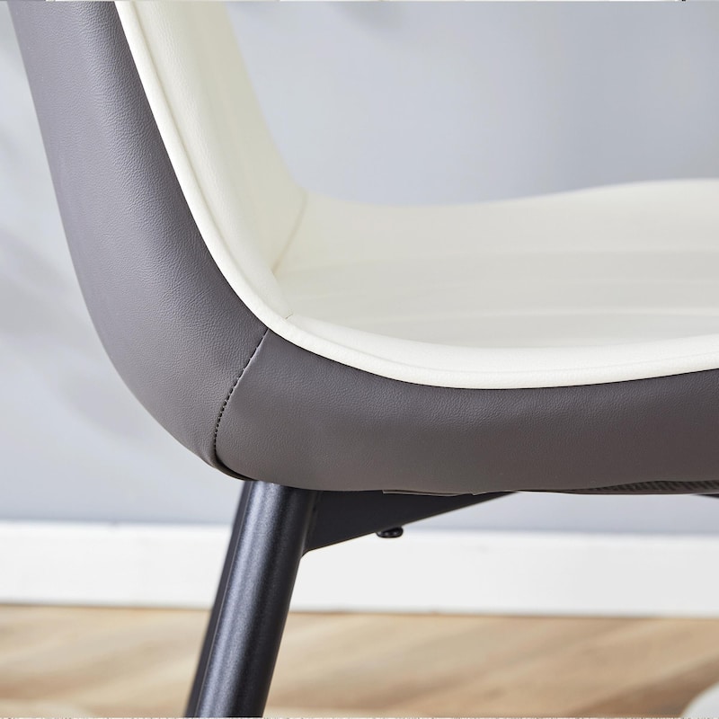 Roomfitters PU Dining Chairs with Extended Cushions and Metal Legs, Ergonomic Design Set of 4 for Modern Homes