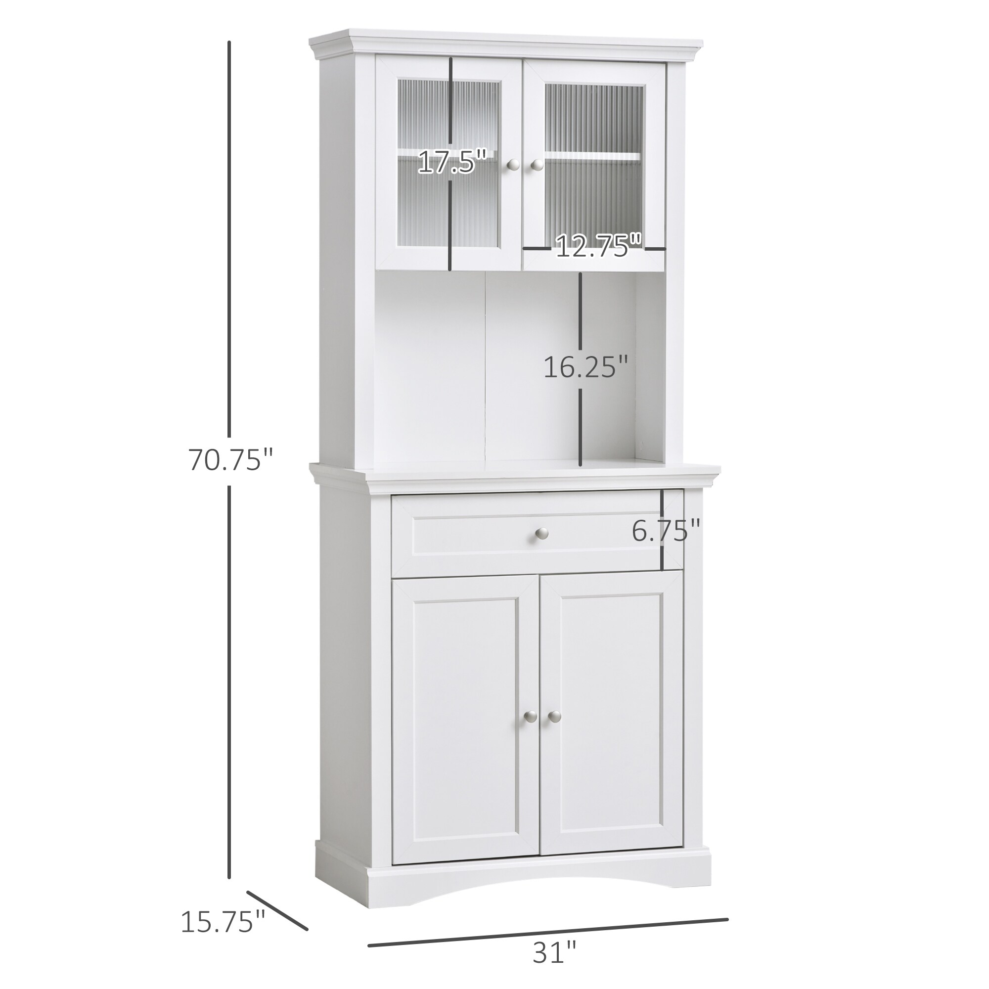 Shop Homcom Traditional Freestanding Kitchen Pantry Cabinet Cupboard With Doors Adjustable Shelving Overstock 32355330
