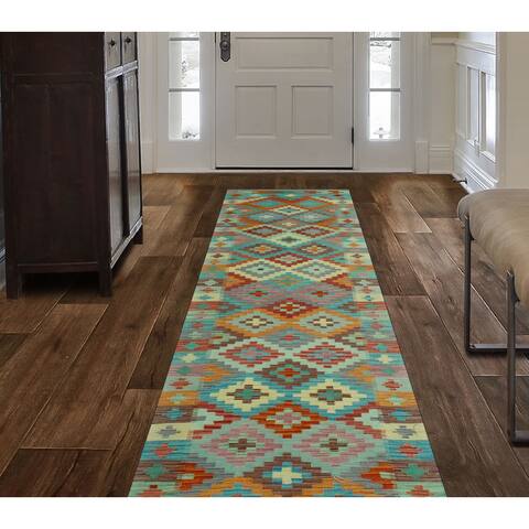 Noori Rug Sangat Kilim Corwyn Burgundy/Gold Runner - 2'8" x 13'0"