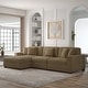 preview thumbnail 80 of 132, 118" W Corduroy L-shape Modular Sectional Sofa with Pillows Camel - Left Facing