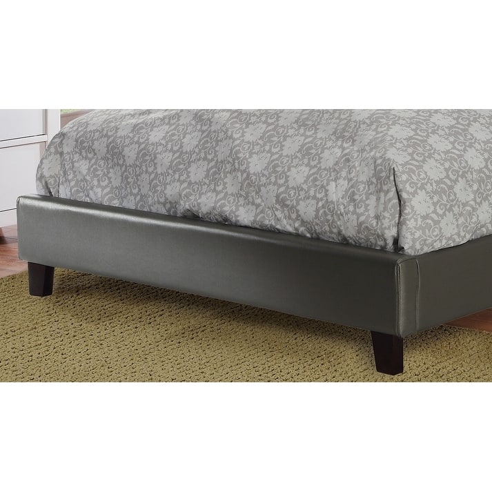 Full Size Bed 1pc Bed Set Silver Faux Leather Upholstered Tufted Bed Frame Headboard Bedroom Furniture