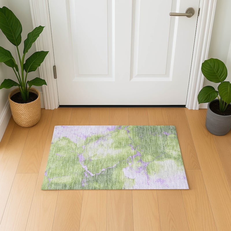 Premium Washable Super Soft Contemporary Mayfield Rug - Aloe - 1'8" x 2'6"