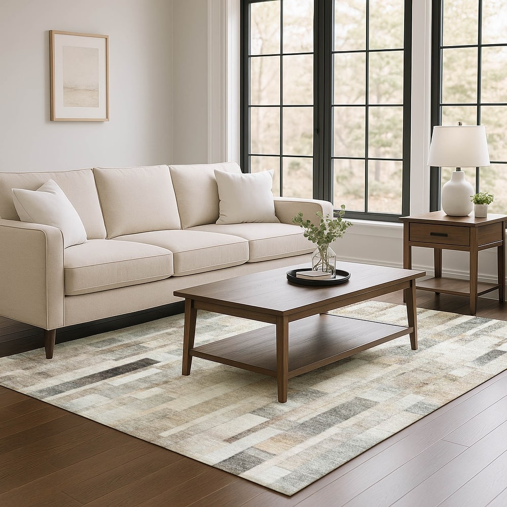 Premium Washable Super Soft Geo Stripe Mayfield Rug