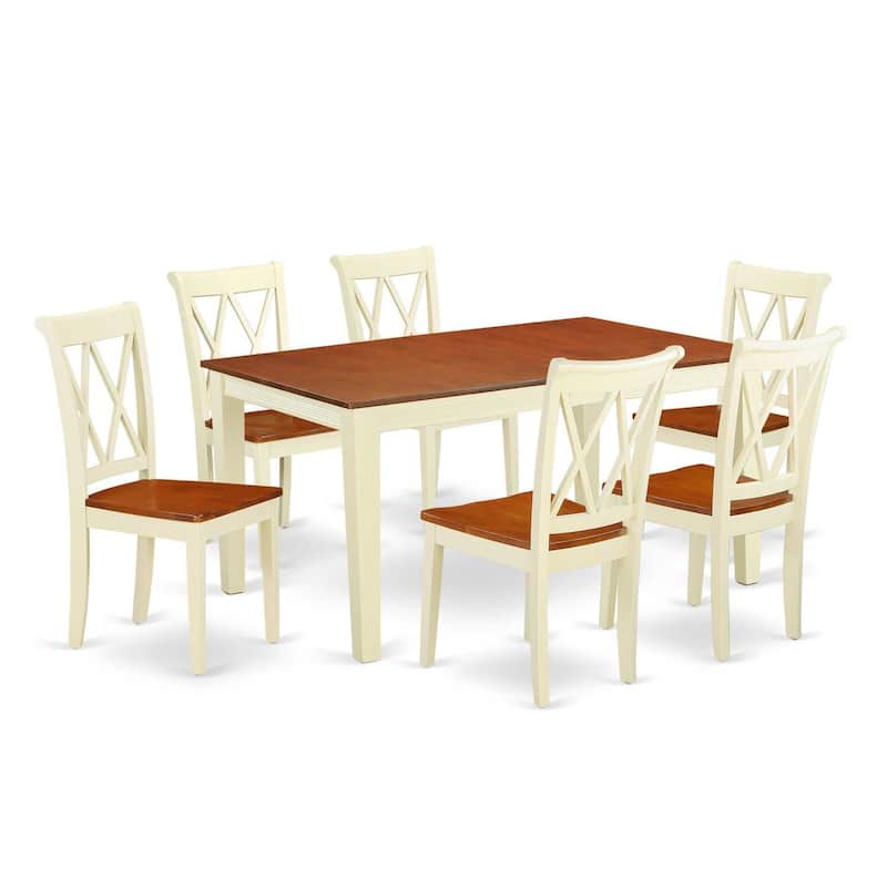 Gothic Dining Set 7Pc Rectangular Table W/ Leaf & 6 Double X Back Chairs