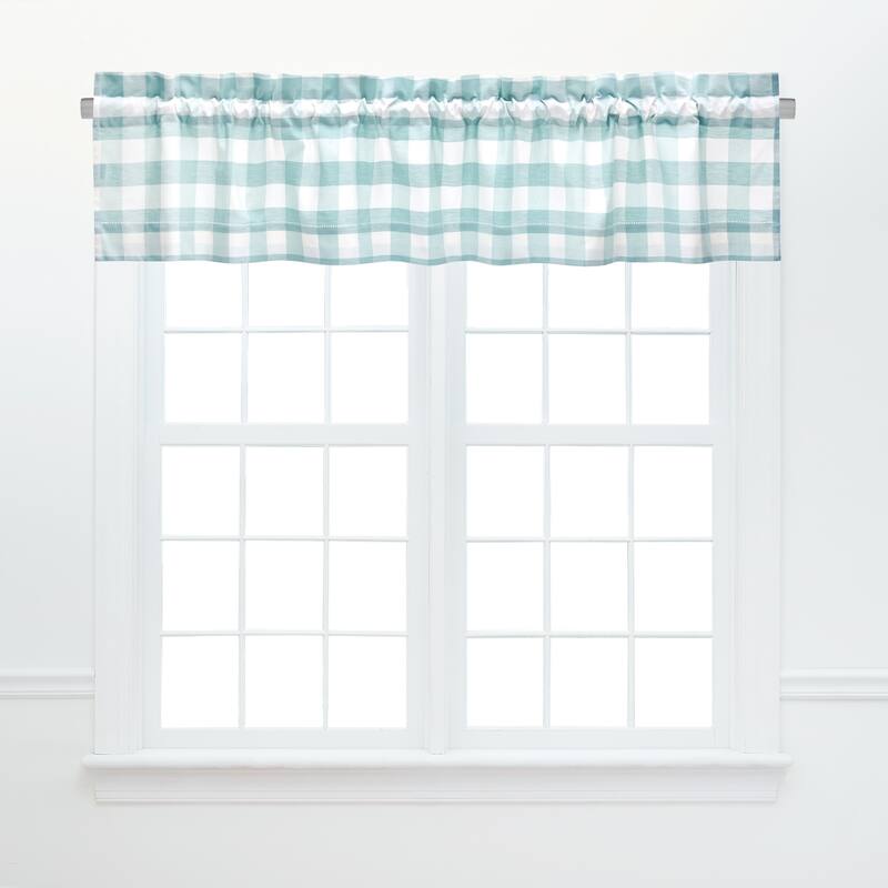Franklin Check Cotton Window Curtain Valance Set of 2 - 15.5 x 72