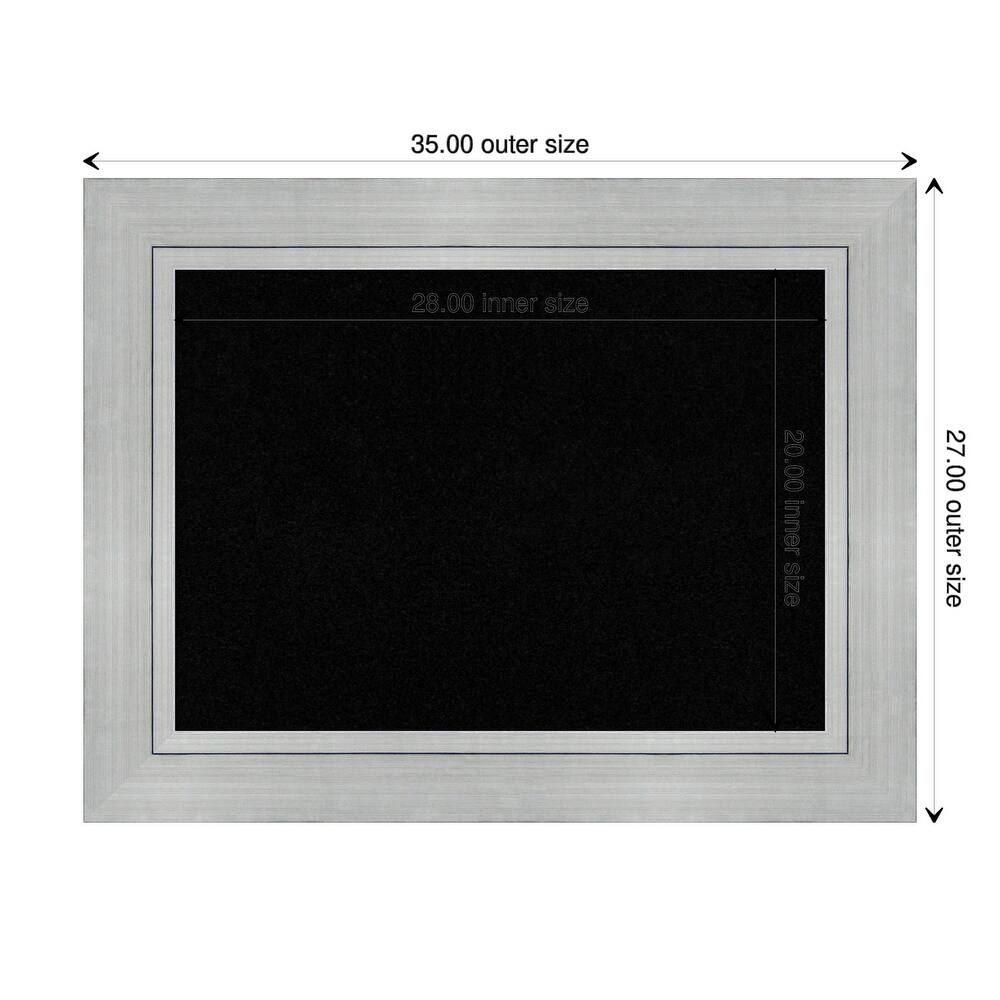 Romano Silver Wood Framed Black Corkboard Bulletin Board - Board Size 28x20