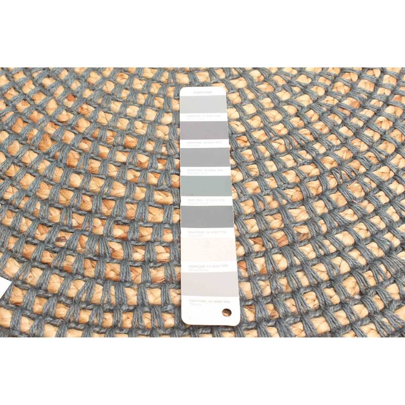 ECARPETGALLERY Braided Weave Palas Denizli Dark Grey Jute Rug - 3'3 x 3'3