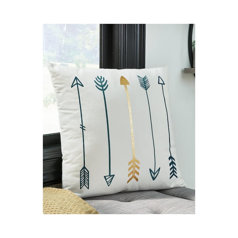 Gyldan White/Teal/Gold Pillow
