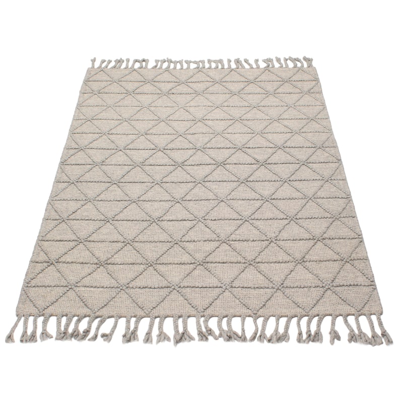 ECARPETGALLERY Braid weave Sienna Grey Wool Rug - 5'2 x 7'3