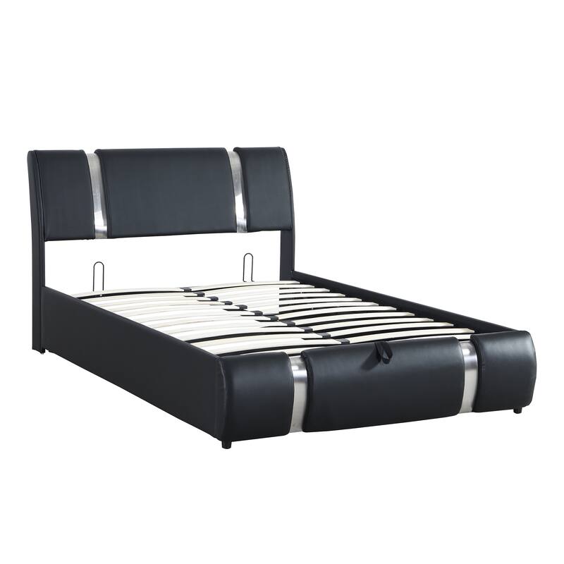 Faux Leather Platform Bed Frame, Full Size Upholstered Bed with
