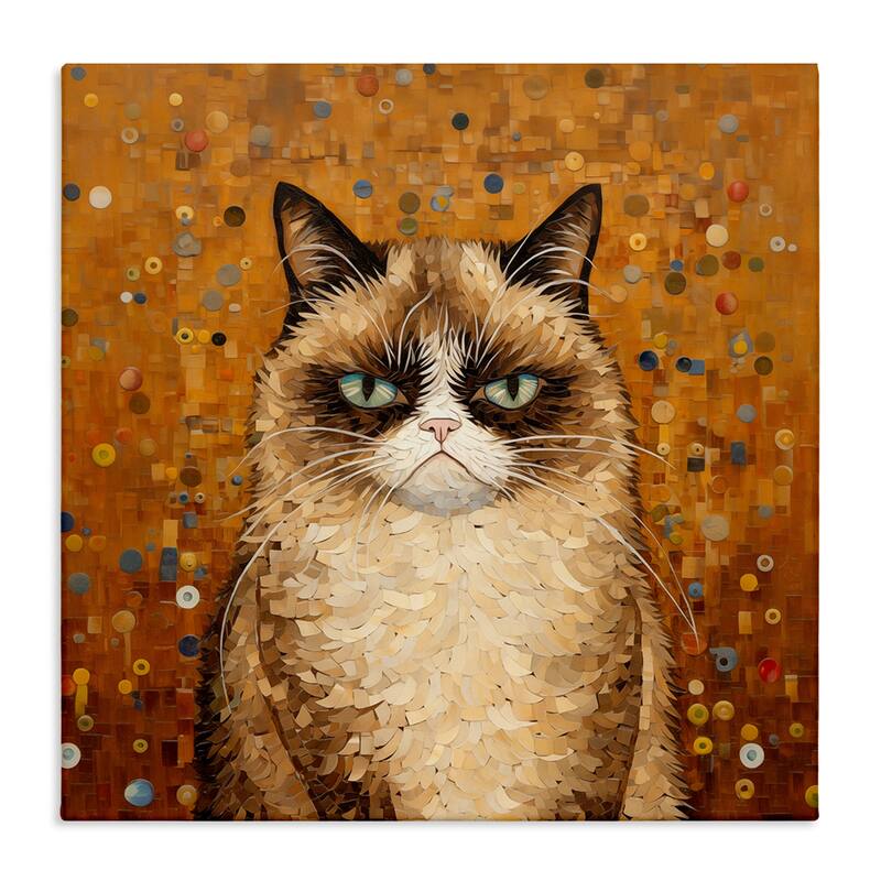 Stupell Grouchy Cat in Classic Style Canvas Wall Art Design By Arlington Prints - 24 x 24